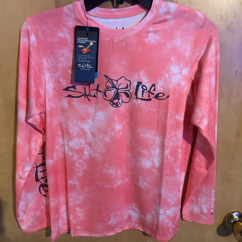 Salt Life UV Vapor Tie Dye Long Sleeve Rash Guard Sun Shirt SLX/YL Large NWT - Picture 1 of 10